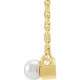 14 Karat Yellow Gold Cultured Seed Pearl and 0.16 Carat Diamond Petite Bar 18 inch Necklace