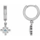 14 Karat White Gold 0.20 CT Natural Diamond Beaded Bezel Set Hoop Earrings