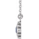 14 Karat White Gold Lab Grown Blue Sapphire Bezel Set Beaded 16 inch Necklace