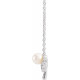14 Karat White Gold Cultured White Akoya Pearl Bow 18 inch Necklace