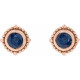 14 Karat Rose Gold 4 mm Natural Blue Sapphire Beaded Halo Style Earrings