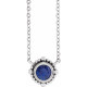 Platinum 3.5 mm Natural Blue Sapphire Beaded Bezel Set 18 inch Necklace