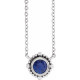 14 Karat White Gold 4 mm Blue Sapphire Beaded Bezel Set 18 inch Necklace