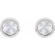 14 Karat White Gold 0.13 Carat Rose Cut Natural Diamond Bezel Set Earrings