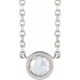 14K White 0.12 Carat Rose-Cut Natural Diamond Bezel Set 18 inch Necklace