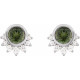 14 Karat White Gold Natural Green Tourmaline and .08 Carat Natural Diamond Earrings