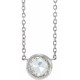 Platinum 0.50 Carat Rose-Cut Natural Diamond Bezel Set 18 inch Necklace