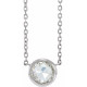 Sterling Silver 0.50 Carat Rose-Cut Natural Diamond Bezel Set 18 inch Necklace