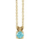 14 Karat Yellow Gold 4 mm Round Natural London Blue Topaz 16 inch Necklace