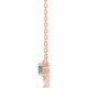 14 Karat Rose Gold Blue Zircon and .08 Carat Diamond 18 inch Necklace