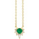 14K Yellow Natural Emerald & .08 CTW Natural Diamond 18" Necklace