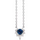 Sterling Silver Natural Blue Sapphire and .08 Carat Natural Diamond 18 inch Necklace