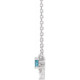 Sterling Silver  Blue Zircon and .08 Carat Diamond 18 inch Necklace
