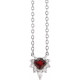 Platinum Natural Mozambique Garnet and .08 Carat Natural Diamond 18 inch Necklace