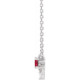 Platinum Natural Ruby and .08 Carat Natural Diamond 18 inch Necklace