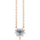 14 Karat Rose Gold Aquamarine Gem and .08 Carat Diamond 18 inch Necklace