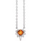 Sterling Silver  Citrine and .08 Carat Diamond 18 inch Necklace