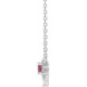 Platinum  Pink Tourmaline and .08 Carat Diamond 18 inch Necklace