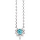 Platinum  Blue Zircon and .08 Carat Diamond 18 inch Necklace