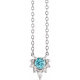 14 Karat White Gold Blue Zircon and .08 Carat Diamond 18 inch Necklace