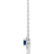 14 Karat White Gold Lab Grown Blue Sapphire and .08 Carat Natural Diamond 18 inch Necklace