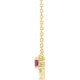 14 Karat Yellow Gold Pink Tourmaline and .08 Carat Diamond 18 inch Necklace