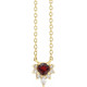 14 Karat Yellow Gold Natural Mozambique Garnet and .08 Carat Natural Diamond 18 inch Necklace