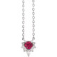 Sterling Silver Natural Ruby & .08 Carat Natural Diamond 18 inch Necklace