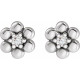 14 Karat White Gold .03 Carat Natural Diamond Beaded Daisy Earrings