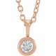 14 Karat Rose Gold .06 Carat Diamond Bezel Set Solitaire 16 inch Necklace
