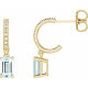 14 Karat Yellow Gold Natural Sky Blue Topaz and .08 Carat Natural Diamond French Set Hoop Earrings