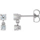 Sterling Silver 0.33 Carat Natural Diamond  Two Stone Earrings