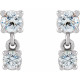 Sterling Silver 0.33 Carat Natural Diamond  Two Stone Earrings