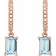 14 Karat Rose Gold Natural Sky Blue Topaz and .08 Carat Natural Diamond French Set Hoop Earrings