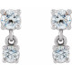 Platinum 0.33 Carat Natural Diamond  Two Stone Earrings