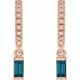14 Karat Rose Gold Natural London Blue Topaz and .08 Carat Natural Diamond French Set Hoop Earrings