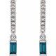 Sterling Silver Natural London Blue Topaz and .08 Carat Natural Diamond French Set Hoop Earrings