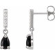 Sterling Silver Natural Black Onyx and .08 Carat Natural Diamond Earrings