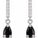 Sterling Silver Natural Black Onyx and .08 Carat Natural Diamond Earrings