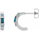 Platinum Natural London Blue Topaz Hoop Earrings