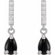 14 Karat White Gold Natural Black Onyx and .08 Carat Natural Diamond Earrings