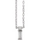 14K White .07 Carat Natural Diamond Bar 18 inch Necklace