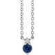 Sterling Silver Natural Blue Sapphire and .015 Carat Natural Diamond 18 inch Necklace