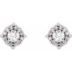 Sterling Silver 0.40 Carat Natural Diamond Halo Style Earrings