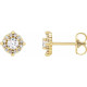 14 Karat Yellow Gold 0.85 Carat Natural Diamond Halo Style Earrings