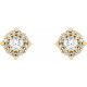 14 Karat Yellow Gold 0.33 Carat Natural Diamond Halo Style Earrings