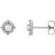 Sterling Silver 0.33 Carat Natural Diamond Halo Style Earrings