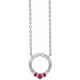 14 Karat White Gold Ruby and .06 Carat Diamond Circle 18 inch Necklace