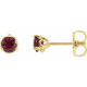 14 Karat Yellow Gold 5 mm Natural Rhodolite Garnet Cocktail Style Earrings