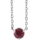 14K White Natural Rhodolite Garnet Solitaire 18 inch Necklace